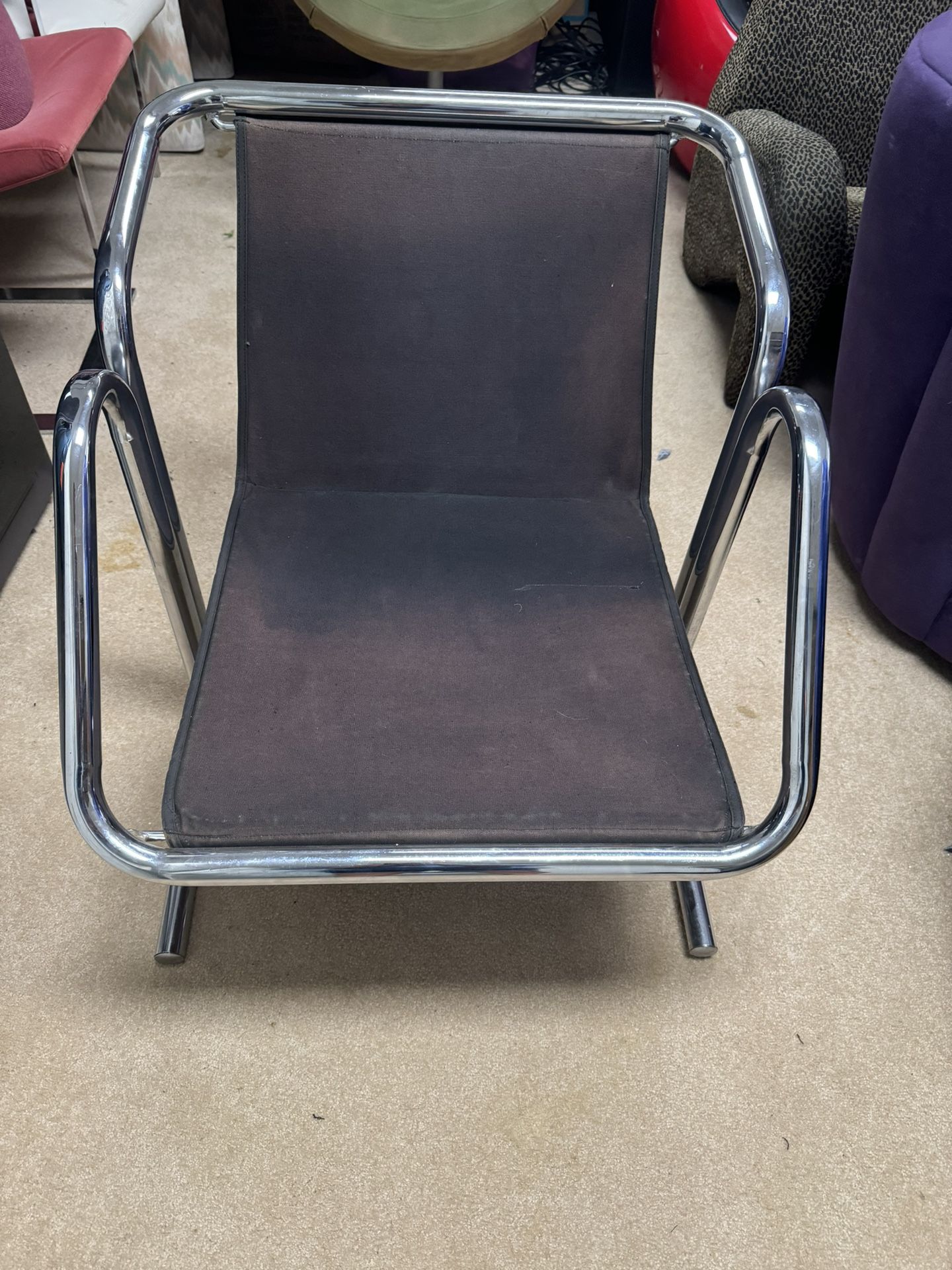 Vintage Jerry Johnson Chrome Sling Chair