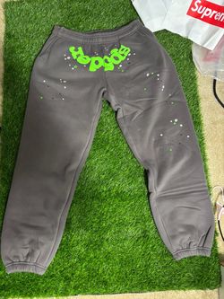 grey and green sp5der sweats