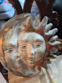 Celestial Sun and Moon wall sculpture