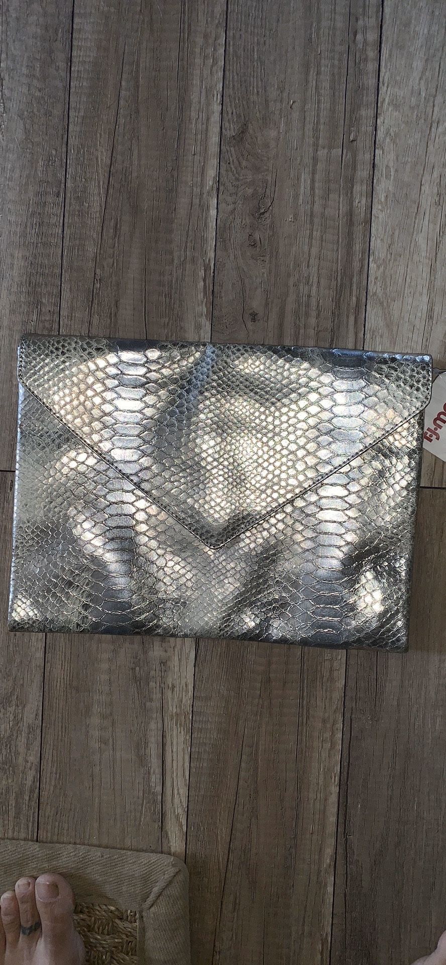 New Vince Camuto platinum signature clutch purse handbag