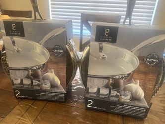 Gibson 9.5 inch stainless steel ceramic interior sauté pan with glass lid and pouring spout. Brand new in box. #gibson #ceramic  Have been using mine 