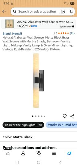 Natural Alabaster Wall Sconce Matte Black