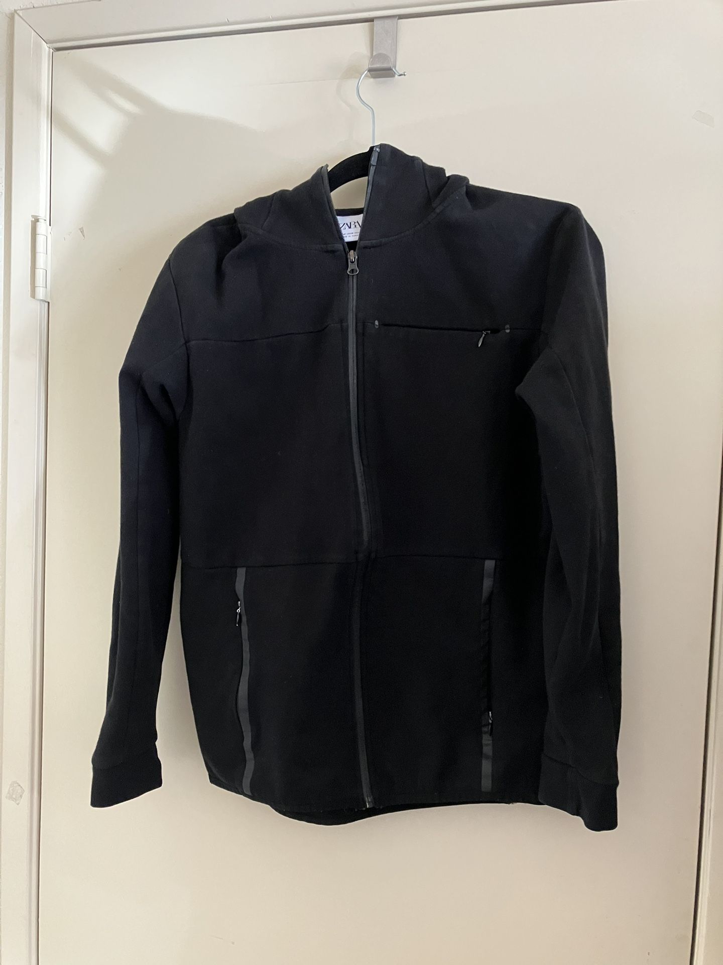 ZARA Men’s LONG LENGTH Black Hooded Jacket Size M