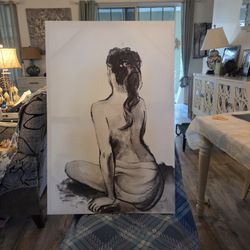 Woman On Canvas BIKE & White 36h24w LITE WEIGH Great In Master Bed Bath LITE WEIGHT Ask 55 Obo