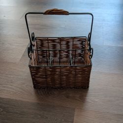 Wicker Utensil Basket with Handle