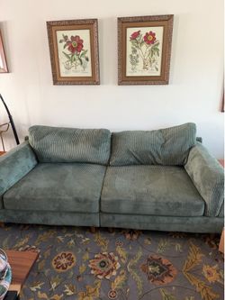 green corduroy couch