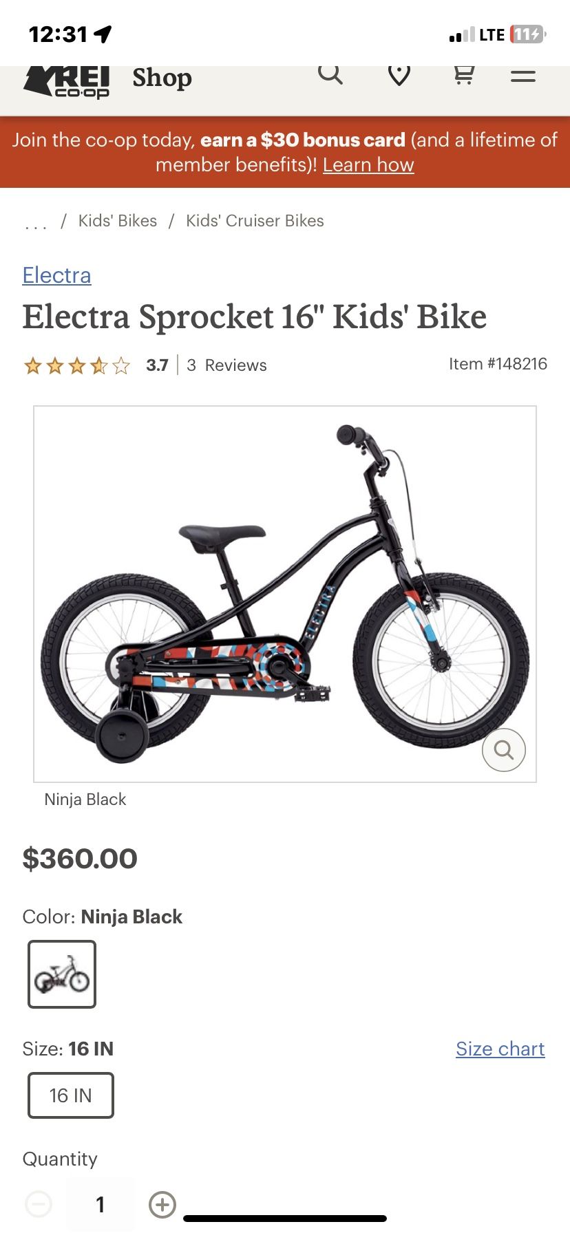 Kids Bike 16” Like New