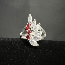 Red Marquise Wing Ring .925 Sterling Silver