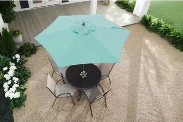 Outdoor Patio Umbrella in Haze Teal Blue