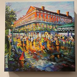 New Orleans Acrylic On Canvas Painting - Dianne Parks Decatur Evening 12”x12”