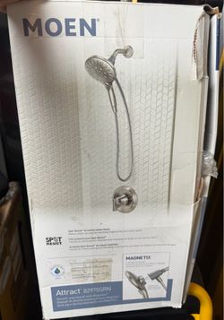 MOEN Attract with Magnetix 6-Spray Single Handle Shower Faucet 1.75 GPM in Spot Resist Brushed Nickel (Valve Included)