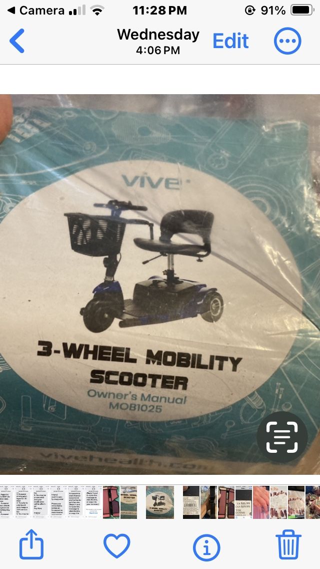 ViveHealth Three Wheel Mobility Scooter