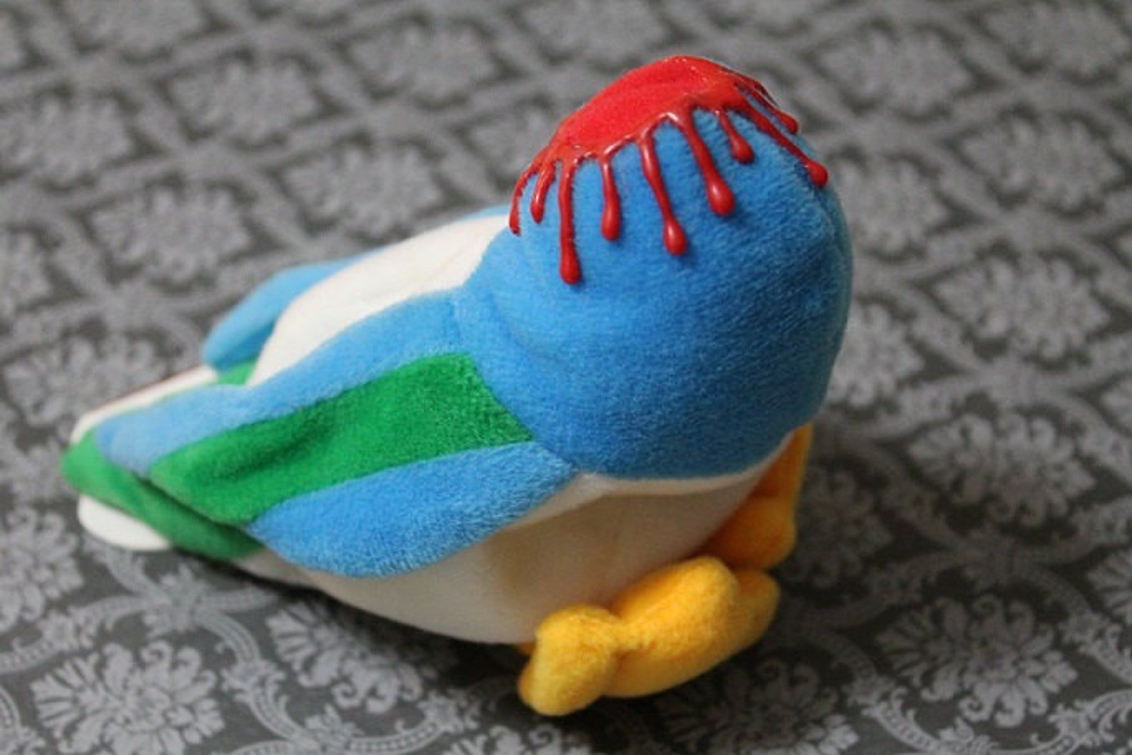 Meanie Beanie-Donnie Didn't Duck-Beheaded duck beanie baby-Series 2 Meanies-Dark decor-Unusual gifts-Weird decor-Gory duck