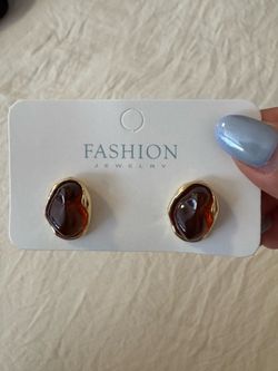 Brown and gold earrings
