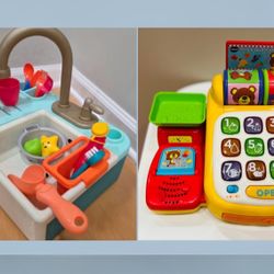 Kids Cash Register & B. toys Sink playset