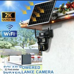 Brand new 2K quad HD WiFi camera with solar panel & battery pack -real-time monitoring 