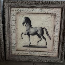 Vintage Framed Horse Art Set – 33” Wide (Set of 2) – $75 for BOTH