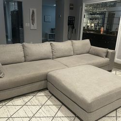 **** REDUCED Large Light Gray Sofa With Ottoman
