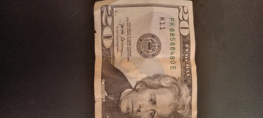 2017A 20$ Bill Fancy Serial Number 