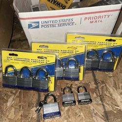 10 Pieces Laminated 2 inch Wide Padlock Set + 2 Pieces Defiant laminated steel shackle keyed padlock