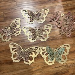 Large Gold Butterflies 7 in Height/ 11 1/2 wide