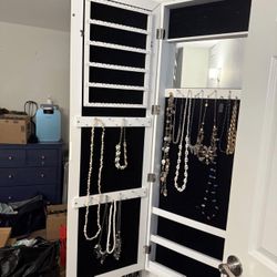 Over-the-Door Jewelry Cabinet with Mirror (Large Storage)