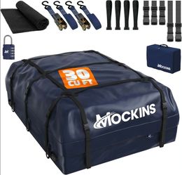 30 Cu Ft Navy Blue Rooftop Cargo Carrier Bag | 60"x43"x20" Heavy Duty Car Top Carrier Without Roof Rack | Waterproof Soft Roof Cargo Bag for Top of Ca