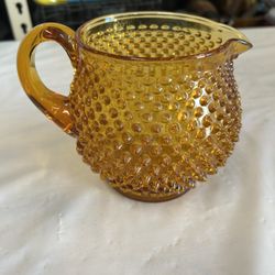 Vintage Amber Fenton Hobnail Pitcher
