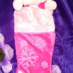 Christmas Stocking HELLO KITTY pink Snow Flake Vintage Plush Stocking 