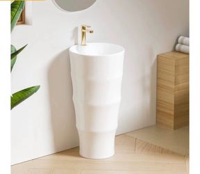 Eridanus Brooklyn Vitreous china Modern Crisp White Pedestal Sink Combo (16.75-in x 16.75-in x 32.5-in