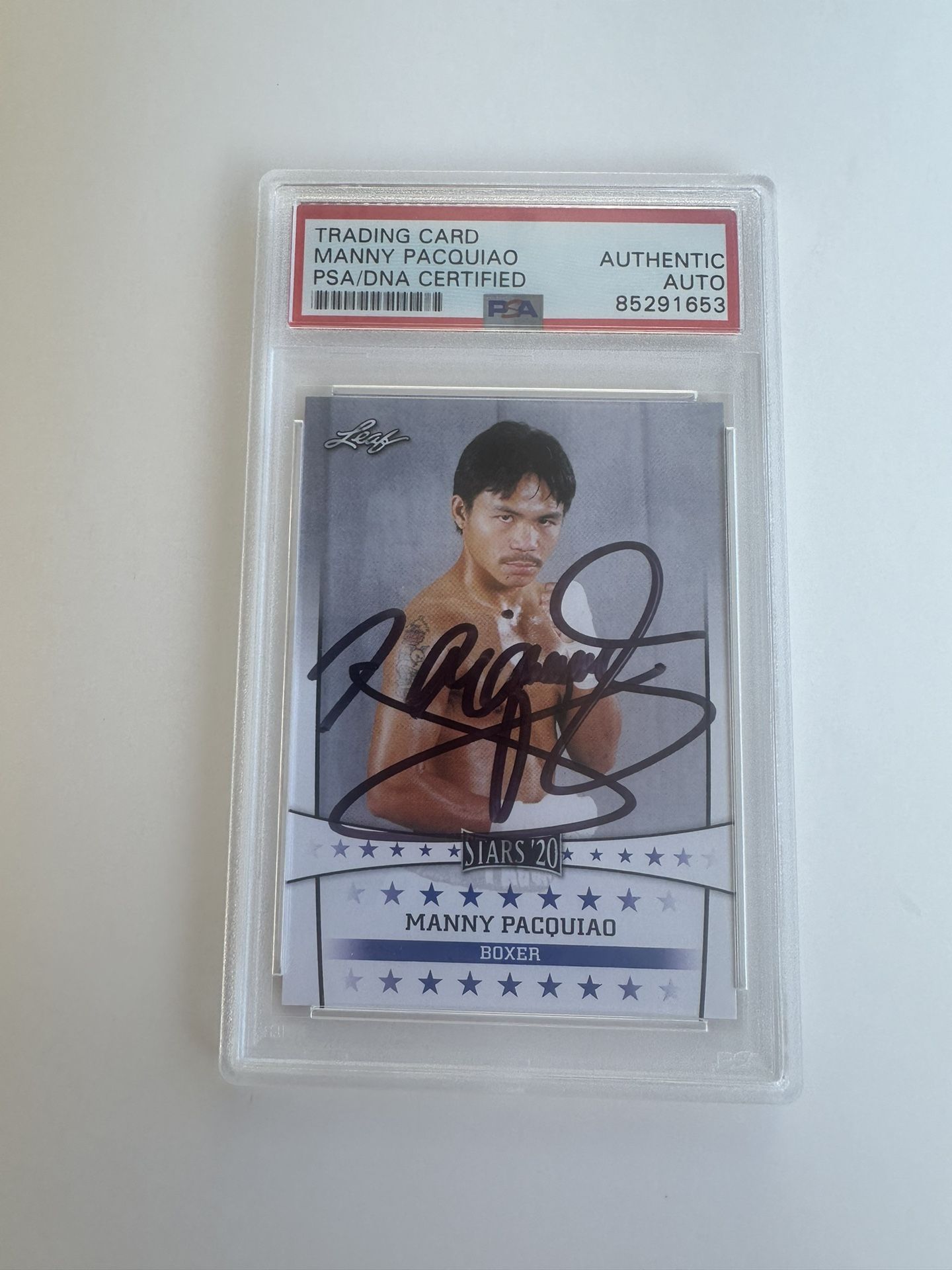 Manny Pacquiao Signed Leaf Boxing Card PSA/DNA