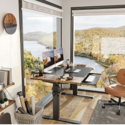 FEZIBO Wood and Black Standing Desk