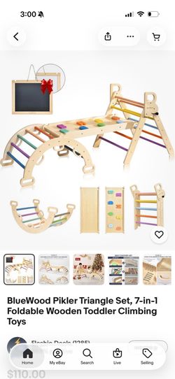 8 in 1 Pikler Triangle Set Wooden Climbing Toys for Toddlers Montessori Climbing
