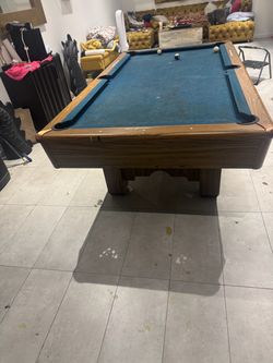 Pool Table with Blue Felt