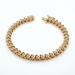 14K Gold Natural Diamond Tennis Bracelet 4.2 CT 7”