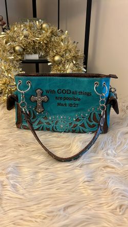 Womens Faith Based Satchel In Suede And Leather 