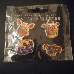 2016 BIOWORLD FNAF Five Nights at Freddy's 4pc Lapel Pin Set BRAND NEW 