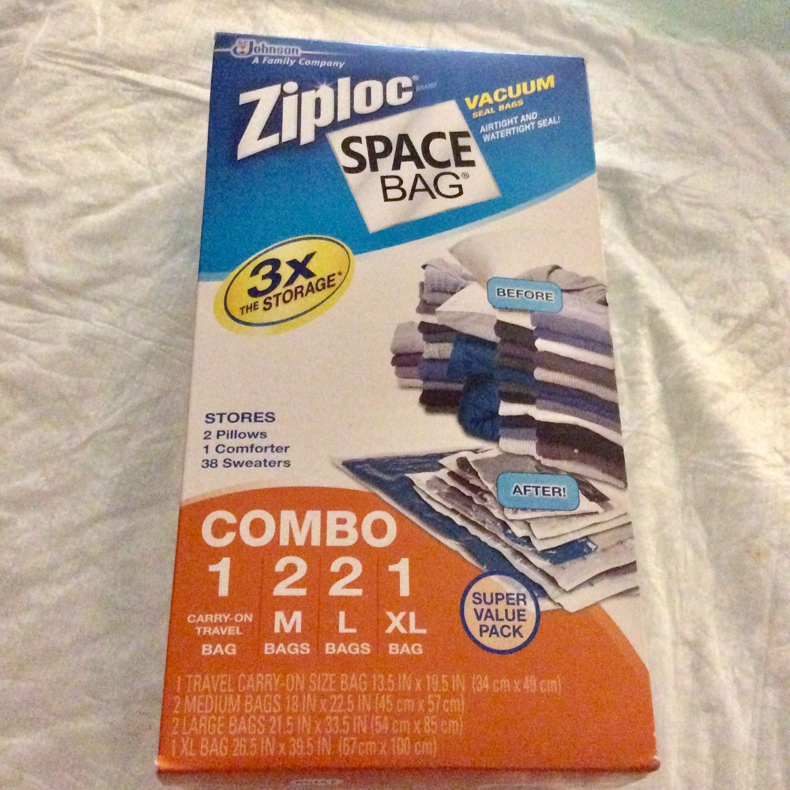 NiB ZIPLOC VACUUM SEAL SPACE BAGS (Combo Pack)