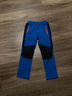 Boys Blue Fleece-Lined Outdoor Hiking Pants – Size 8–9Y
