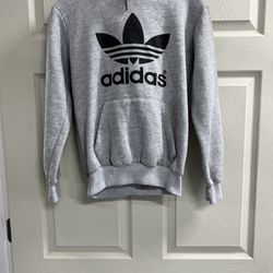 Adidas Grey Trefoil Hoodie Pullover Sweatshirt - Size Small - GUC