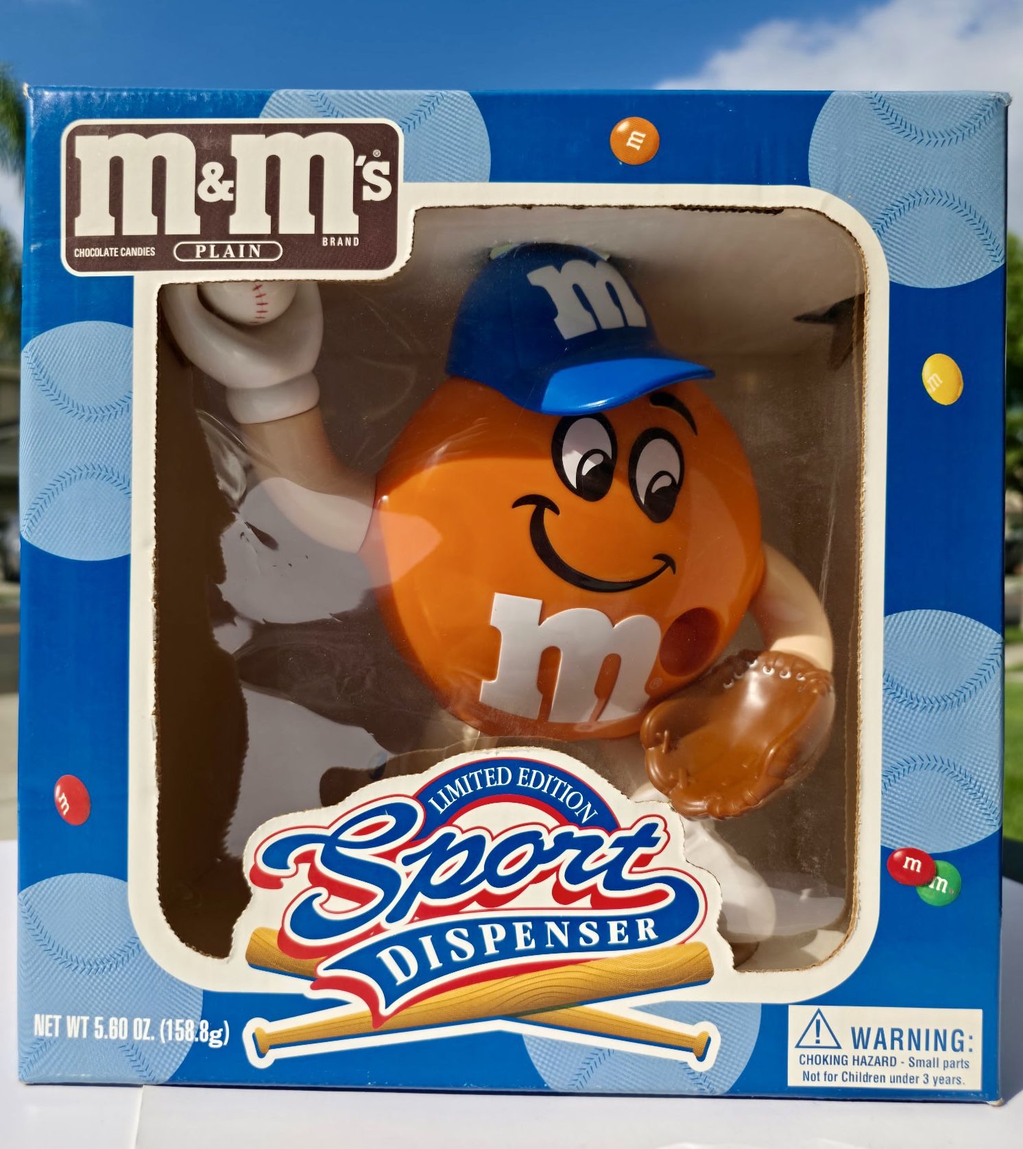 NEW M&M's 1999 Sport Baseball Player Orange Candy Dispenser Limited E: w/ Box