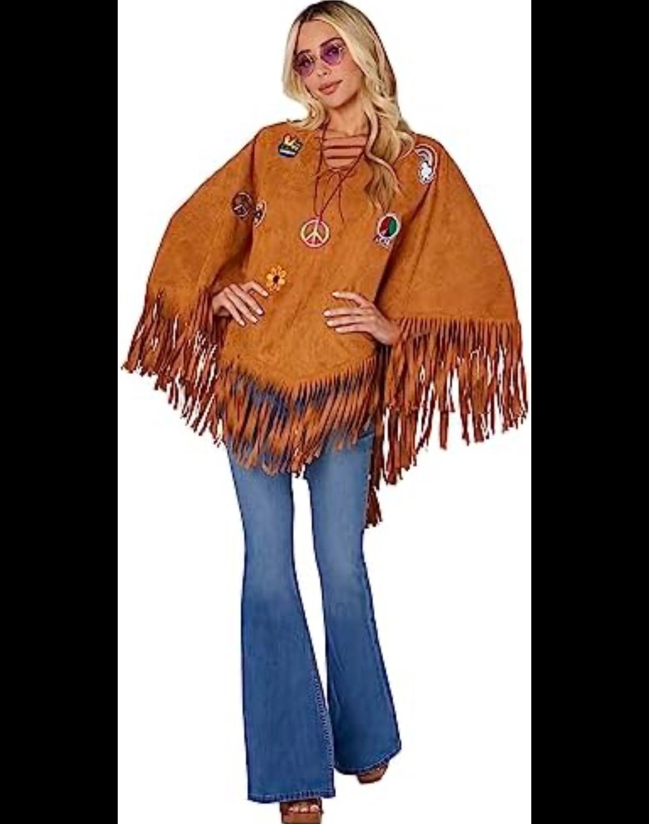 Adult Free Spirit Poncho Hippie Costume