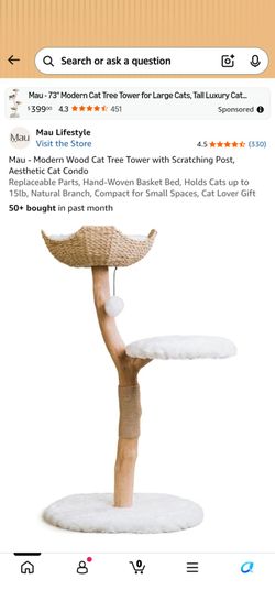 Mau Modern Wood Cat Tree Tower White New Never Used