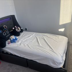 Twin bed frame with LED lights