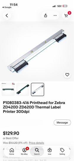 P1080383-416 New Printhead for Zebra ZD420 ZD(contact info removed)1 Thermal Label Printer 300DP| Genuine P 1080383-221
