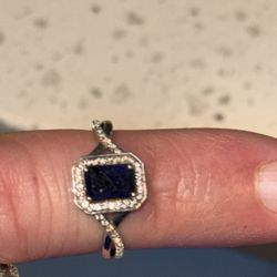 1.17 Ct. Blue Sapphire And Diamond Ring, Sterling Silver, Size 6 NEW. Make Offer!!! Pick Up Only. Message For Address. I’m In Renton. 