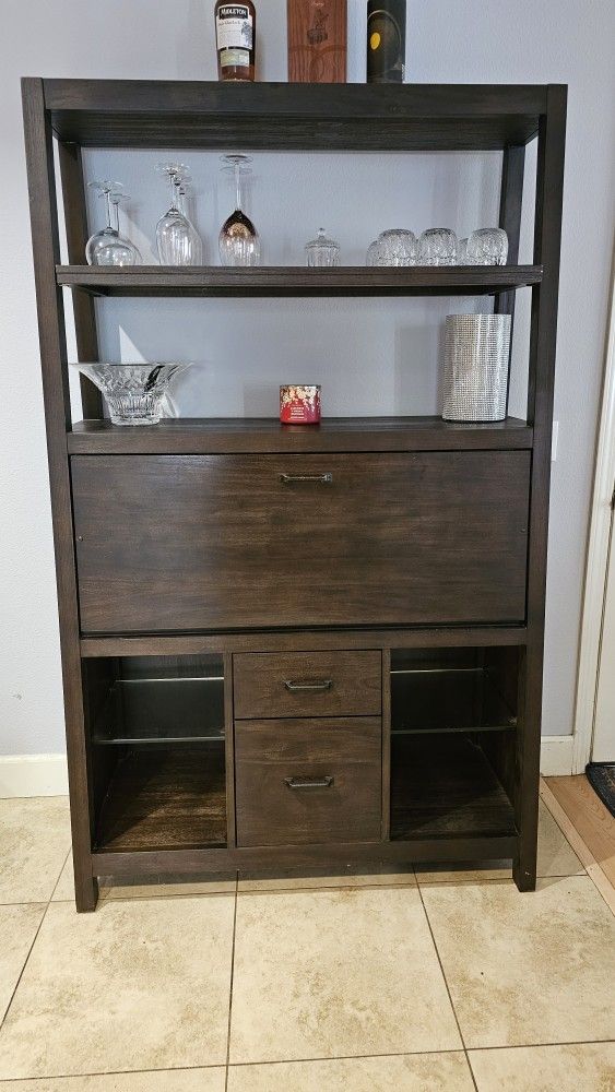 Espresso Color Wood Hutch/desk