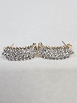 10kt Gold Diamond J Style Earrings