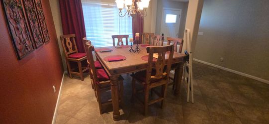 Rustic dining table with 8 chairs