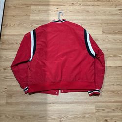 Red varsity jacket